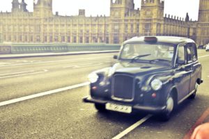 Blue Classic Car Near Westminster Palace